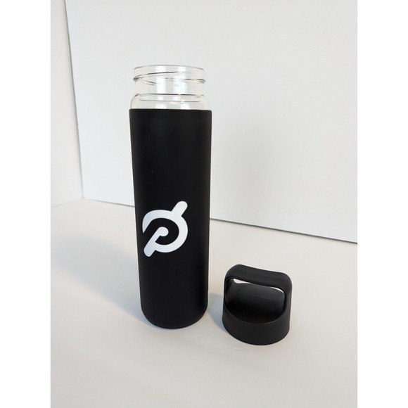 Peloton Reusable Glass Water Bottle with Silicone Cover with Screw Lid Black - Picture 3 of 4